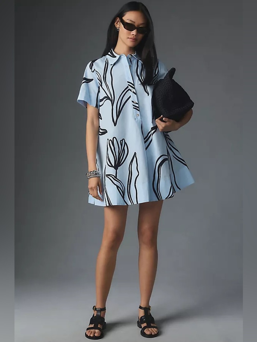 Anthropologie Pollie Short Sleeve Swing Tunic Mini Dress